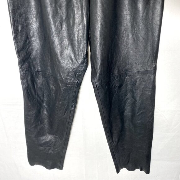 Vintage Jez Creations Montreal Black Leather High Rise Relaxed Leather Pants 8 - Picture 12 of 15